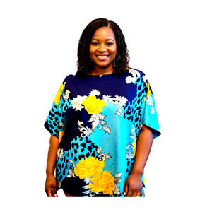 IMAN Global Chic Reversible Printed Poncho Top Neutral plus size XL